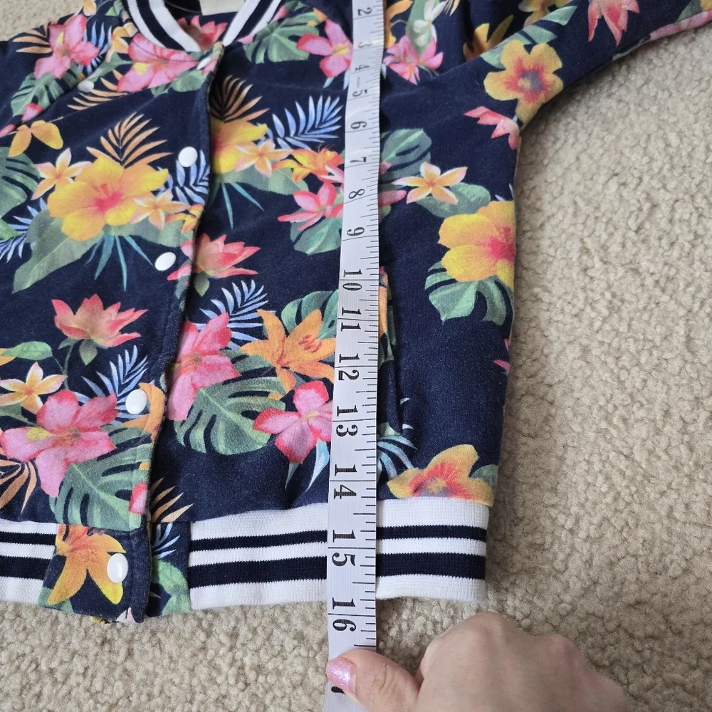 Zara Cotton Kids Tropical Floral Jacket - Navy and Multicolor - Picture 5 of 7